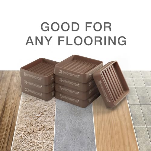 Furniture Cups X-PROTECTOR – 2" Caster Cups 8 PCS – Lined Furniture Coasters – Ideal Bed Stoppers – Non Skid Furniture Pads with a Perfect Design – Rubber Furniture Pads - Protect Any Flooring! - size: 8 PCS, 2" x 2"