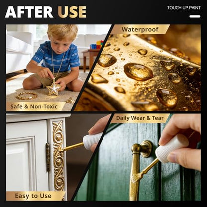 DWIL Liquid Gold Leaf Paint - Multi Surface Gold Touch Up Paint Pen, Fast Drying Acrylic Metallic Finish, Scratch Repair for Metal, Wood, Craft, Canvas, Plastic, 1.5 Fl Oz (High Gloss) - color: Gold