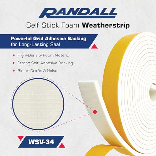 Weather Stripping Foam Tape, 17 Ft Door Seal Strip, EVA Material, High Density 1/4" Thick, No Residue Adhesive, Weatherproof Door Seal Strip for Sliding Door, Windows, White (3/4" Wide) - size: 3/4" Wide