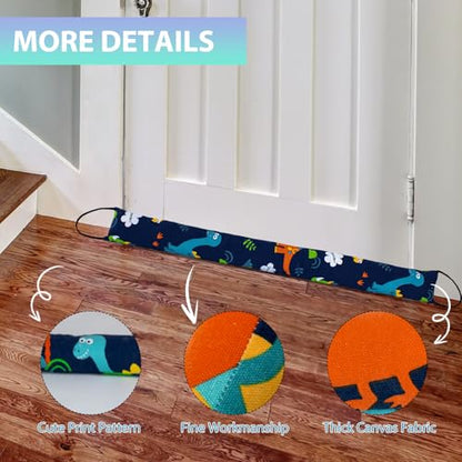 Weighted Door Draft Stopper, 2 Pack 40 Inch Under Door Blocker, Bottom of Door Window Air Noise Light Gap Filler, Saving Energy Cartoon Print Canvas Cotton 2.8Lb - size: 40 inch