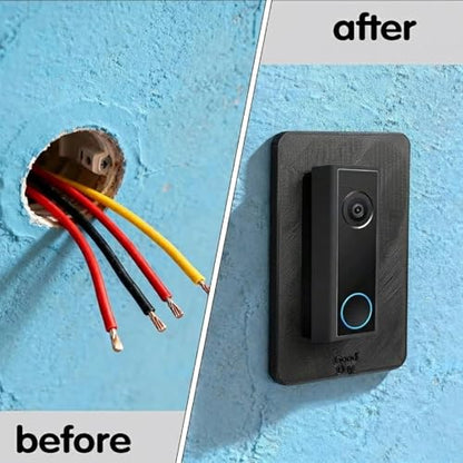 Non Adhesive Wall Panel Mounting Seat, Covering Damage, Holes, And Scratches On Doorbells,Black