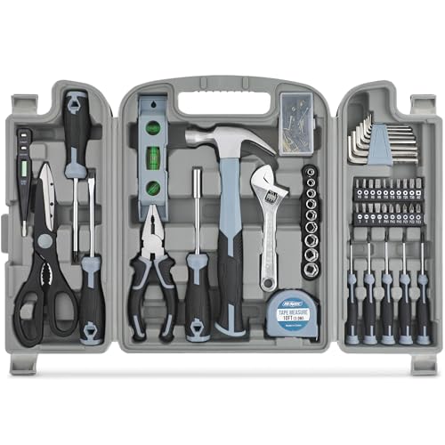 Hi-Spec 54pc General Household Tool Set – Home & Garage Hand Tool Kit with Toolbox Storage Case for DIY, Basic Repairs, Apartment, First-Time Homeowner & Everyday Home Maintenance - color: Gray, size: 54 Piece