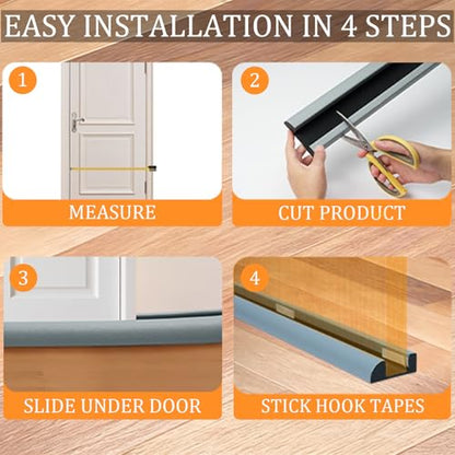 2 Pack Pack Door Draft Stopper 36" Adjustable Under Door Draft Stopper Soundproofing 30 Inch to 36 Inch Noise Blocker Seal Large Gap up to 1.2", Easy to Install Grey - color: Gray