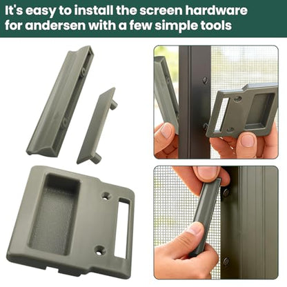 Stone Screen Hardware kit for Andersen Doors,Stone Sliding Screen Door Pull for Andersen A-Series Gliding and Hinged Patio Doors, Frenchwood Narroline, Perma-Shield(1982 to Present)