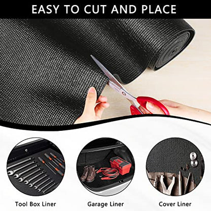 Foam Toolbox Liner Drawer Mat 1/8 Inch Thick X 35.4 Inch Wide X 9.8 Ft Long Black, No Slip for Protecting Cabinet, Garage, Cart, Tool Box - color: Black, size: 35.4"W x 117.6"L