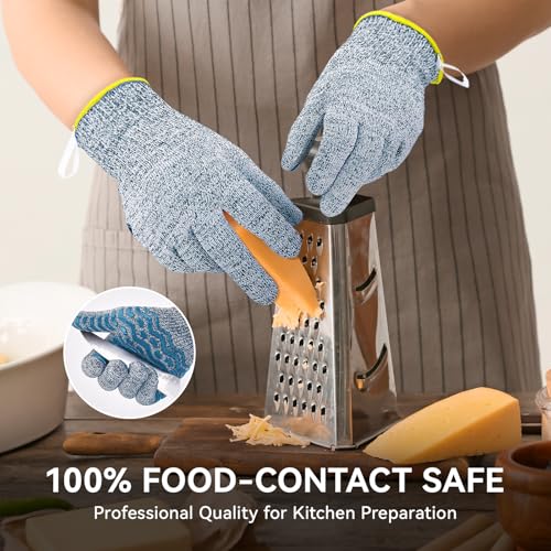 HandLove Cut Resistant Gloves, 100% Food Contact Safe, CE Level 5 Premium Protective Cutting Gloves - color: Blue, size: Medium