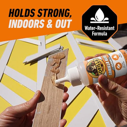 Gorilla Clear Glue, 3.75 Ounce Bottle (Pack of 8) - Crystal Clear, All Purpose, and Water Resistant - size: 8 - Pack, style: 3.75 Ounce