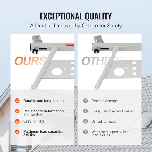 VEVOR Ladder Stabilizer, Adjustable Feet Extension Ladder Standoff, Heavy Duty Wall Ladder Accessories for Roof Gutter, Easy to Use & Wide Adaptability & Anti-Slip Rubber Feet, 330 lbs Weight Rating
