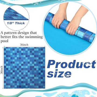 Drydiet Pool Step Mat Above Ground Ladder Mat, Swimming Protective Nonslip Step Pad with Texture, Pool Essentials Accessories for Floor Liners and Stairs, Blue and Green Square Pattern (36 x 36 Inch) - size: 36 x 36 Inch