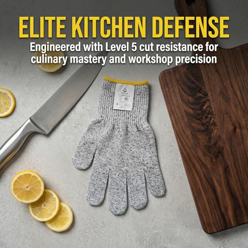 ASG Premium ANSI A5 Cut Resistant Gloves, Food Grade HPPE, Mandoline & Oyster Shucking, Kitchen Safety Gloves for Chefs - size: X-Large