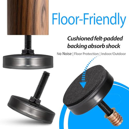 M8 Leveling Feet Heavy Duty, 2" Base Dia Adjustable Furniture Levelers with Felt Pads & Nylon Base for Workbench Cabinet Table, 1600LB Capacity Floor Protector