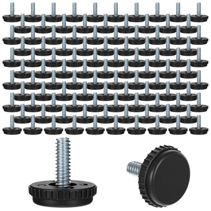 100 Pcs 1/4-20 Stainless Steel Adjustable Furniture Levelers Screw in Threaded Leveling Feet for Furniture Glide Leveling for Table Chair Cabinet Legs