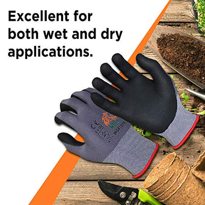 WOLF Ultra-Thin Nitrile Foam Palm Coated Glove with Tacky Dot Grip, Multi Purpose - size: Large (Pack of 12), style: 15-gauge No Dots