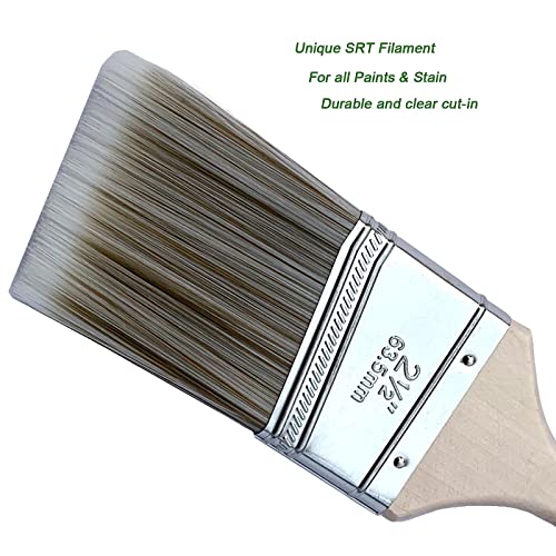 Magimate 2 1/2 Inch Angled Stain Brush Bulk Pack, Wood Paint Brushes for Trimming Furniture, Baseboards, Fence and Walls – Set of 12