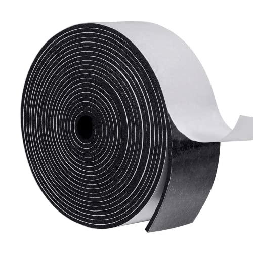 MAGZO Weather Stripping Door Seal, 2 Inch Wide X 1/8 Inch Thick Adhesive Foam Tape Soundproof Weatherstripping for Windows, 1 Roll Total 16FT Black - size: 2in * 1/8in * 16FT
