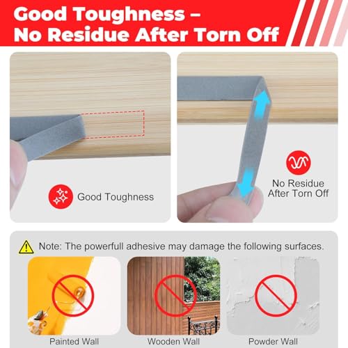 Double-Sided Tape Heavy Duty, Foam Mounting Sticky Tape (1 Roll, 0.4 In x 16.4 FT), Two Sided Strong Adhesive Gel Tape for Wall, Narrow Tape Strips for Home Office Decor, DIY Craft, LED Strip Light