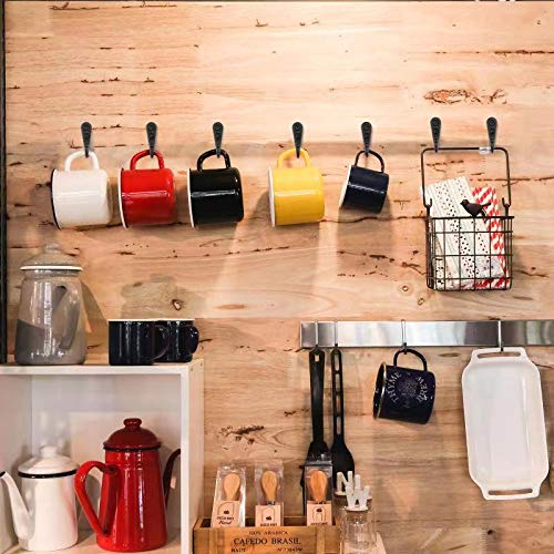 ZAYBOD 25 Pcs Black Wall Mounted Coat Hooks, Hanger Hook with 50 Pieces Screws for Hanging Hat, Towel, Key, Robe, Coats, Scarf, Bag, Cap, Coffee Cup, Mugs - color: 25PCS + Single Hook