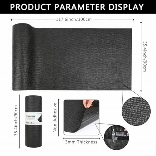 Foam Toolbox Liner Drawer Mat 1/8 Inch Thick X 35.4 Inch Wide X 9.8 Ft Long Black, No Slip for Protecting Cabinet, Garage, Cart, Tool Box - color: Black, size: 35.4"W x 117.6"L