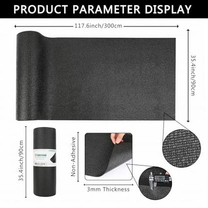 Foam Toolbox Liner Drawer Mat 1/8 Inch Thick X 35.4 Inch Wide X 9.8 Ft Long Black, No Slip for Protecting Cabinet, Garage, Cart, Tool Box - color: Black, size: 35.4"W x 117.6"L