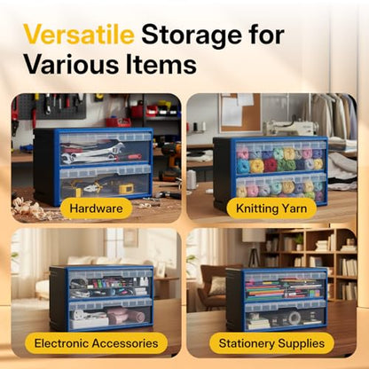 NORTHSKY 2-Drawer Plastic Storage Drawers, Small Parts Organizer, Stackable Teacher Toolbox for Hardware, Screws, Nuts & Bolts, Stickers, Beads, Building Bricks, Garage Storage，14.17 × 7.09 × 9.45 - size: 2 Drawer