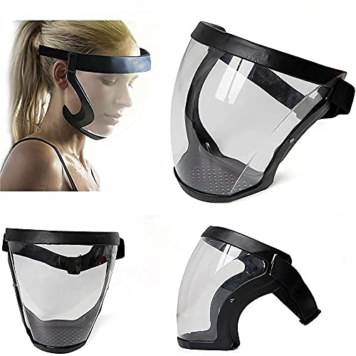 Super Protective Face Shield,Anti Fog Mask,Adult Clear Face Shield,Plastic Face Mask （Black） - color: Black