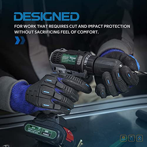 ANDANDA Cut Resistant Gloves, ANSI A5 Impact Work Gloves with Power Grip for Men and Women, Used for Woodworking, Glass Cutting, Construction, Cargo Handling, Car Repair,1 pair,L