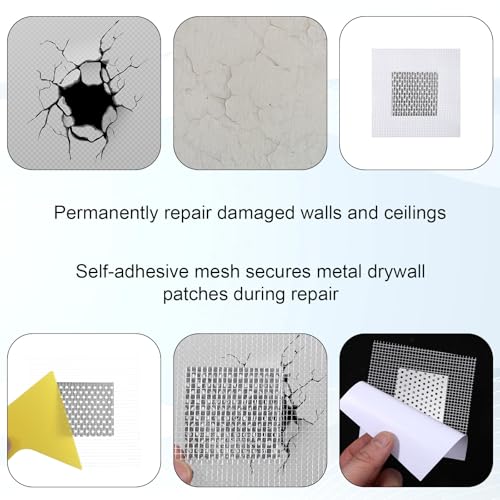 11 Pack Wall Repair Patch Kit, 2 Inch Wall Patch Repair with Scraper Self-Adhesive Drywall Repairs Patch Aluminum Mesh Repairs Patches Walls Hole Repairing Patches for Damaged Walls Ceilings Repairing