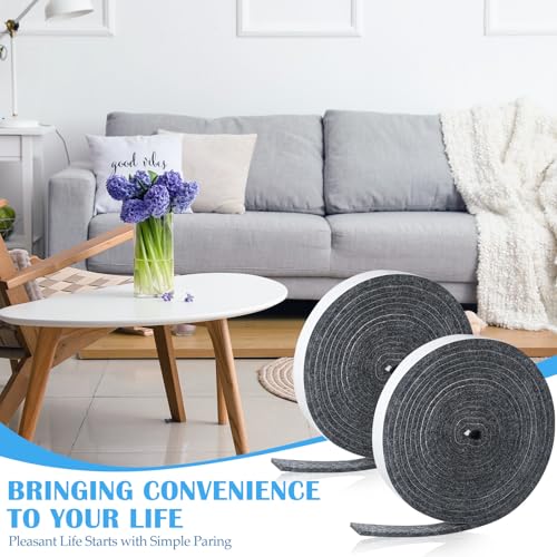 Zonon 4 Rolls 120 Inch Felt Strip with Adhesive Backing Felt Tapes Furniture Strip Rolls Self Stick Heavy Duty Polyester for Protecting Furniture and DIY Adhesive(Medium Gray,0.5 Inch) - color: Medium Gray, size: 0.5 Inch