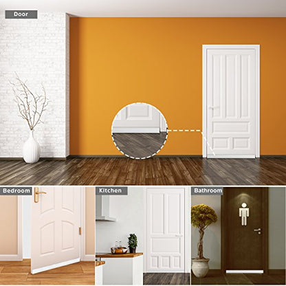 Door Draft Stopper Sweep, 3 Inches Widening Door Bottom Seal Strip Under Door Noise Blocker for Interior Doors Insulation and Soundproofing, 3" W x 39" L White (2019 New Upgrade)