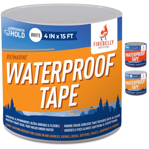 Firebelly Outfitters Heavy Duty Waterproof Tape for Leaks – All-Weather Sealant for Outdoor & Indoor Repairs – Marine Grade, Weatherproof, Strong Adhesive for Pools, Roofs, Plumbing, and More (White) - color: White