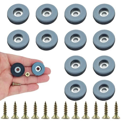 12pcs Screw on Furniture Glides 1 Inch (25mm) Diameter PTFE Teflon Chair Leg Floor Protectors Heavy Duty Furniture Sliders Pads Table Foot Gliders for Hardwood Carpet and Tile Floors - size: 1 inch(25mm)
