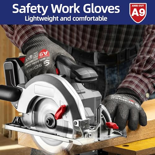 Highest Level Cut Resistant Work Gloves PR3326 for Extreme Protection，ANSI A9 Cut Gloves with Reinforced Thumb, Non Slip, Breathable, Durable, Touch-screen, Non PFAS, Black 1 Pair（L）