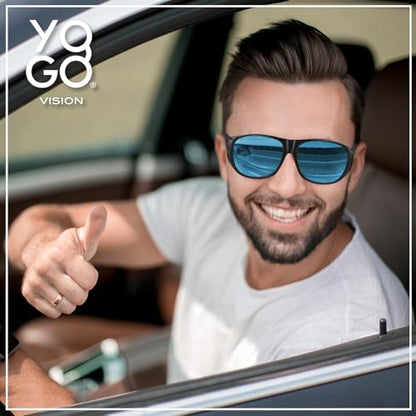 Fit Over Wrap Sunglasses Polarized Lens Wear Over Eyeglasses 100% UV Protection for Men and Women - color: 1 Pack: Black Frame and Blue Mirror Lens