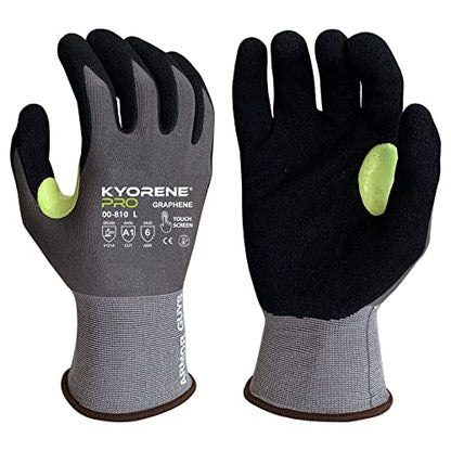 Armor Guys 00-810 Kyorene Pro Graphene Black Nitrile Work Gloves (ANSI Cut Level A1) – Touchscreen Compatible, Ergonomic, Light Gloves for Gardening, Warehousing & Maintenance – Large (3 pairs) - size: Large (Pack of 3)