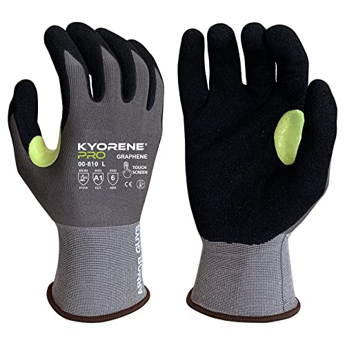 Armor Guys 00-810 Kyorene Pro Graphene Black Nitrile Work Gloves (ANSI Cut Level A1) – Touchscreen Compatible, Ergonomic, Light Gloves for Gardening, Warehousing & Maintenance – X-Large (3 pairs) - size: X-Large (Pack of 3)