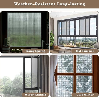 16 Sheets Window Screen Patches Repair Kit Black 4 Sizes Window Screen Repair Kit for Mesh Screen Door High-Strength Adhesive Fiberglass Quick Screen Repair Tape