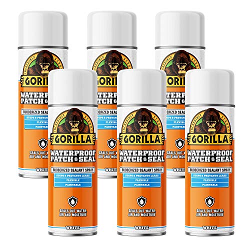 Gorilla Waterproofing Spray, Rubberized Sealant, White, 14 Ounce (Pack of 6) - Seals Out Water, Air, and Moisture - color: White, size: 6 - Pack