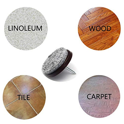 Nail on Felt Pads Furnigear Furniture Pads Nail- Floor Protectors for Furniture Legs 24Pack Chair Felt Pads for Hardwood Floors(1-1/4",Gray) - size: 1-1/4" (Round, Gray)