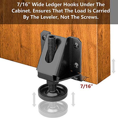 Anwenk Leveling Feet Heavy Duty Furniture Levelers Adjustable Table Leg Leveler w/Lock Nuts for Furniture,Table, Cabinets, Workbench,Shelving Units and More (8) - color: Heavy Duty Furniture Levelers Black 8p