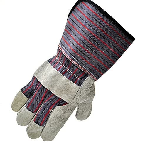 G & F Products 5025L-5 Premium Suede Leather Work Gloves with Extra Long Rubberized Safety Cuff, 5 Pair Pack - size: Large (Pack of 5), style: Extra Long Cuff