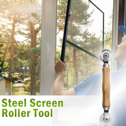 Steel Screen Roller Tool with Bear, Window Screen Door Repair Tool for Installing Door Window Mesh - size: Steel Roller