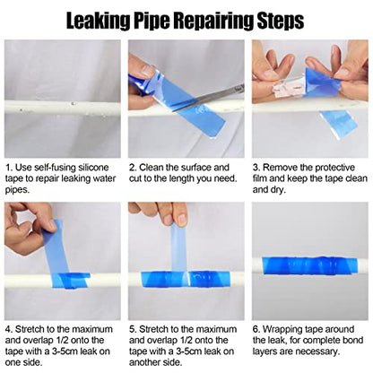 Romeda 1 Inch x 10 FT Self-Fusing Silicone, Thickness 0.5mm Hose Repair Tape, Heavy Duty and Leak Proof Rubber Hose Tape, Pipe for Water - Blue - color: Blue, size: 0.5mm (Thickness)