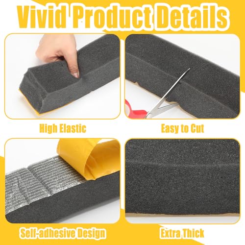 2-1/4 Inch x 2-1/4 Inch x 6.5 ft Air Conditioner Weatherproof Seal Tape Thick Wide Self-Adhesive Air Conditioner Foam Tape Seal Strip for Door Window, Black