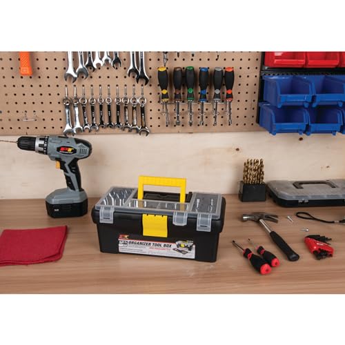 Performance Tool W54012 Heavy Duty Plastic Organizer Tool Box for Workshops and Garages, Black, 12.5-Inch - size: 12" Plastic Tool Box, style: Plastic Tool Box