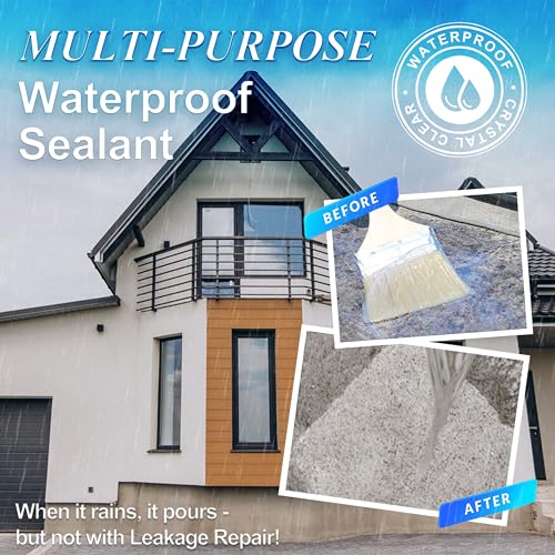 Waterproof Sealant Clear 2L(70 oz), Wadities Wall Bathroom Roof Water-Based Waterproof Coating, Invisible Repairing Leak Seal Liquid Rubber Sealant for Indoor & Outdoor