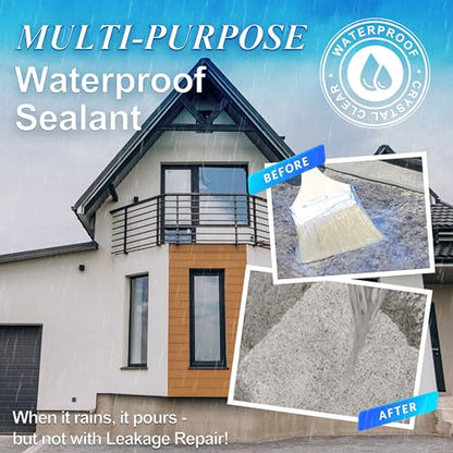 Liquid Waterproof Sealant Clear - 5 Gallon, Wadities Wall Bathroom Roof Water-Based Waterproof Coating, Invisible Repairing Leak Patch & Seal Liquid Rubber Sealant for Indoor and Outdoor - style: 5 Gallon Clear