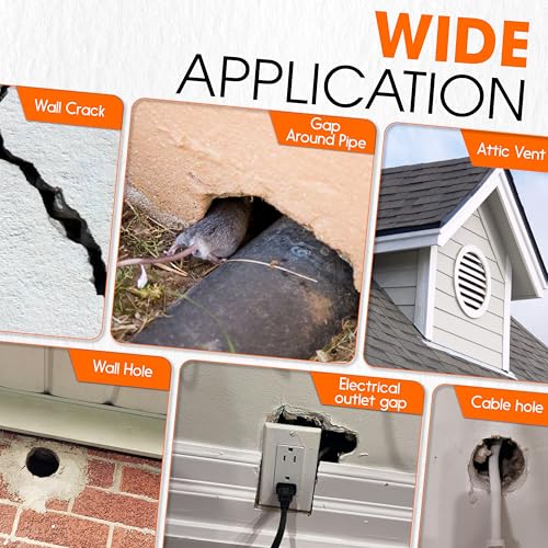 [Upgraded] Rodent Barrier Kit, 3Pcs Steel Wool Included 3Pcs PU Spray Foam for Mice Control, 3.2"x7.5’ Rodent Control Fill Fabric, Gloves, Scissors, Gap Blocker in Hole Pipeline Vent in House, Garage - style: 3Pcs Steel Wool + 3Pcs Spray Foam