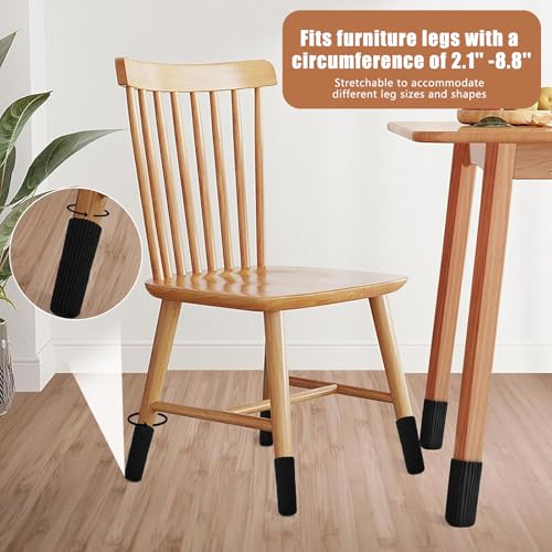40 PCS Black Furniture Leg Socks - Knitted Chair Leg Floor Protectors for Hardwood Floors - Fits Round and Square Legs - High Elastic Bar Stool Chair Leg Covers Furniture Caps Set for All Shapes - size: 40 Pcs Black