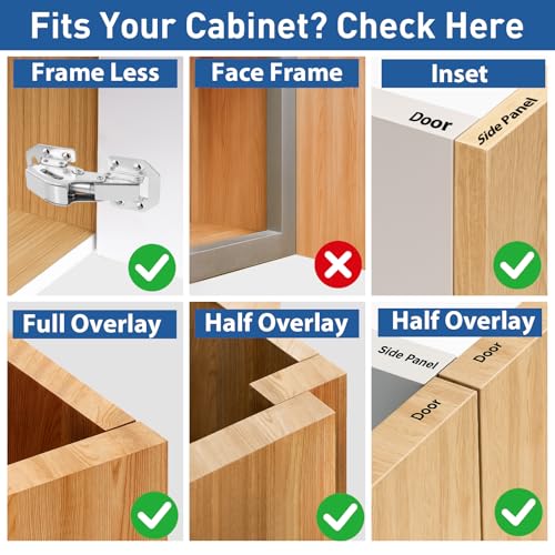 TamBee Soft Close Hinges, 90 Degree Kitchen Cabinet Door Hinges - No drilled, Concealed, Soft Close for Cabinet, Cupboard with Mounting Screws 4 Pack - style: 90°