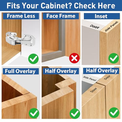 TamBee Soft Close Hinges, 90 Degree Kitchen Cabinet Door Hinges - No drilled, Concealed, Soft Close for Cabinet, Cupboard with Mounting Screws 4 Pack - style: 90°